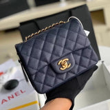 Chanel Women's Bag Top version Original Leather Surrogate Shopping Version New Bag Ch@ne1CF Fat Fang1115mini17cm Caviar Ball Grain Cowhide CF Sheepskin Mini Small Sized Flap Bag Shoulder Crossbody Chain Bag Lambskin Original Leather