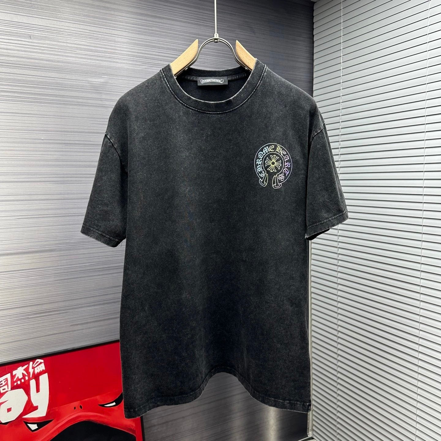 Chrome Hearts T-shirt Back Colorful Horse Hoof Print logo round Neck Short Sleeve25ss New Pure Cotton Unisex Style T T-shirt OS Loose Fit Base Shirt Half Sleeve T-Shirt Top Half Sleeve