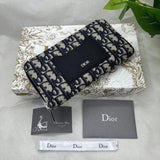 Dior Women's Bag Top version Women's Long Zip Wallet Wallet Clutch Cowhide Embroidered Wallet Female Wallet Wallet Clutch