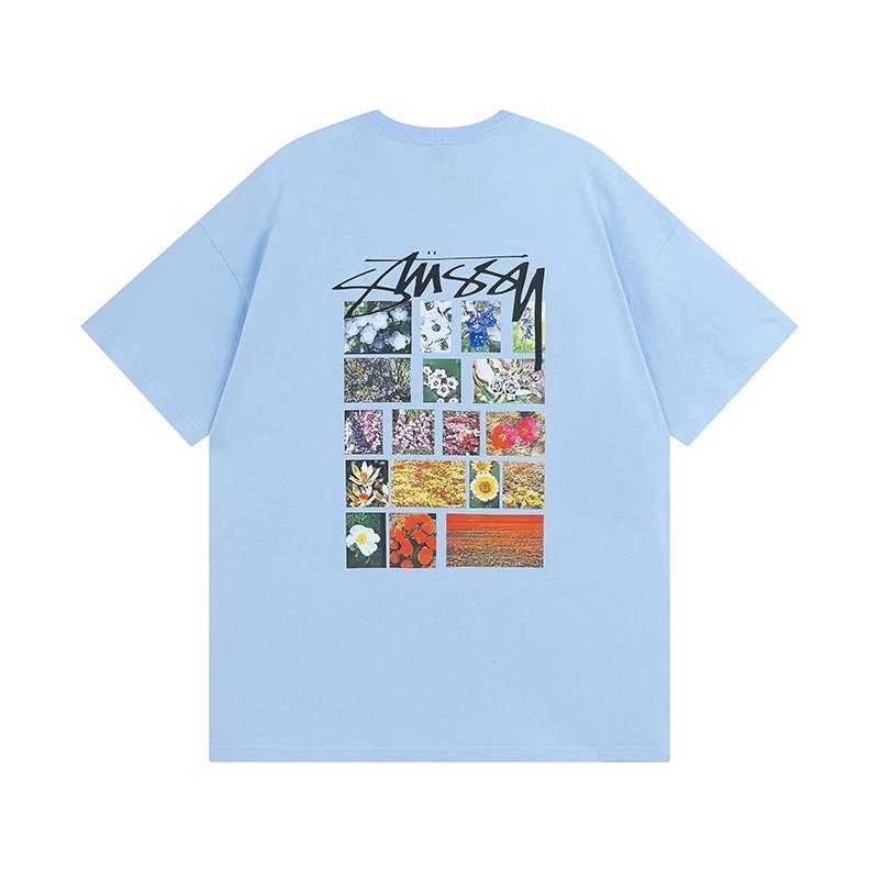 Stussy T-shirt Short Sleeve T T-shirt Flower Crown Love Casual Loose American Couple Wear-CY