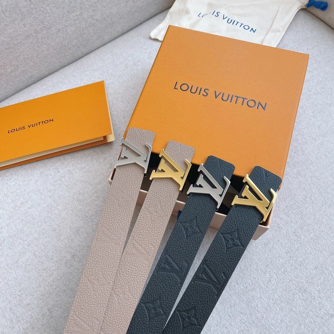 Louis Vuitton LV Belt Top version 【Counter Quality】Belt New Belt3.0cm Women's Belt Metal Buckle Women's Leather Belt with Classic Presbyopic Chessboard Grid Belt with Genuine Goods Packaging No Problem in and out of the Counter Versatile Casual Fashion Fo