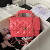 Chanel Women's Bag Top version 【**Original Version】24C New Handle Square Fat Bag24c Oil Wax Leather Handle Square Fat Man Square Bag Handle CF Fat Flap Bag Chain Bag As4543As4544