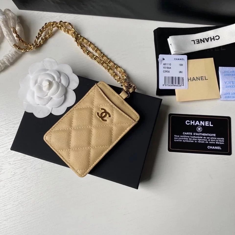 Chanel Wallet Top version 【Spot Sale】Small2022New Chain Work Card Card Holder Listing Bag Coin Purse Card Holder Original Cowhide Sheepskin Bag Halter Chain Bag Small Bag