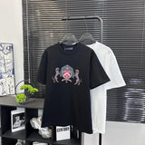 Louis Vuitton LV T-shirt Double Dog Badge with Rhinestones logo round Neck Short Sleeve25ss New pure cotton T Unisex T-Shirt OS Loose Fit Base Shirt G Short Sleeve T-Shirt