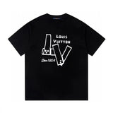 Louis Vuitton LV T-shirt Chest Letter Print logo round Neck Short Sleeve25ss New Pure Cotton Unisex Style T Casual T-Shirt Base Layer Shirt OS Loose Fit Half Sleeve Top Plus Size