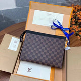 Louis Vuitton LV Wallets/Clutches Top version New upgrade version PochetteVoyage Medium Handbag Men's Clutch Clutch Bag M61692Black Flower M44466Presbyopic M41696Coffee color lattice M69535Black and Gray