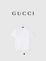 Gucci T-shirt Chest Brand logo round Neck Short Sleeve25ss New Pure Cotton Unisex Style T T-shirt OS Loose Fit Base Shirt Top Half Sleeve T-Shirt