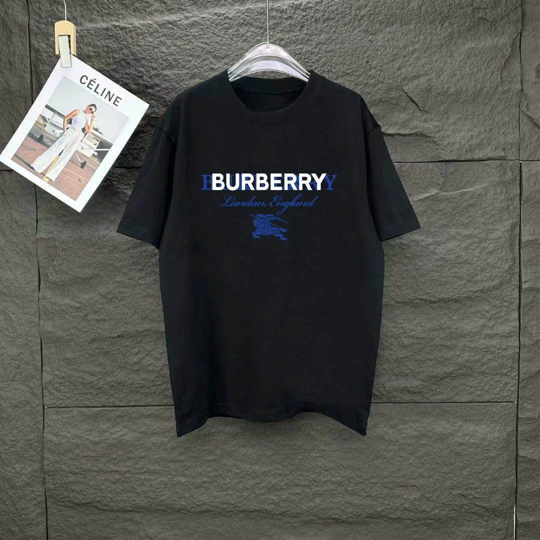 Burberry T-shirt Chest Overlapping Brand Logo Print logo round Neck Short Sleeve25ss New Pure Cotton Unisex Style T T-shirt OS Loose Fit Base Shirt Top Half Sleeve T-Shirt