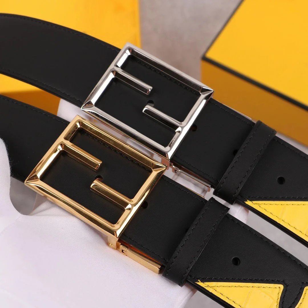 FENDI Belt Top version Belt Men's and Women's Belt Italy Imported Cowhide Leather Pure Original Leather Women's Belt Smooth Buckle Man's Belt f Home Belt4.0Wide