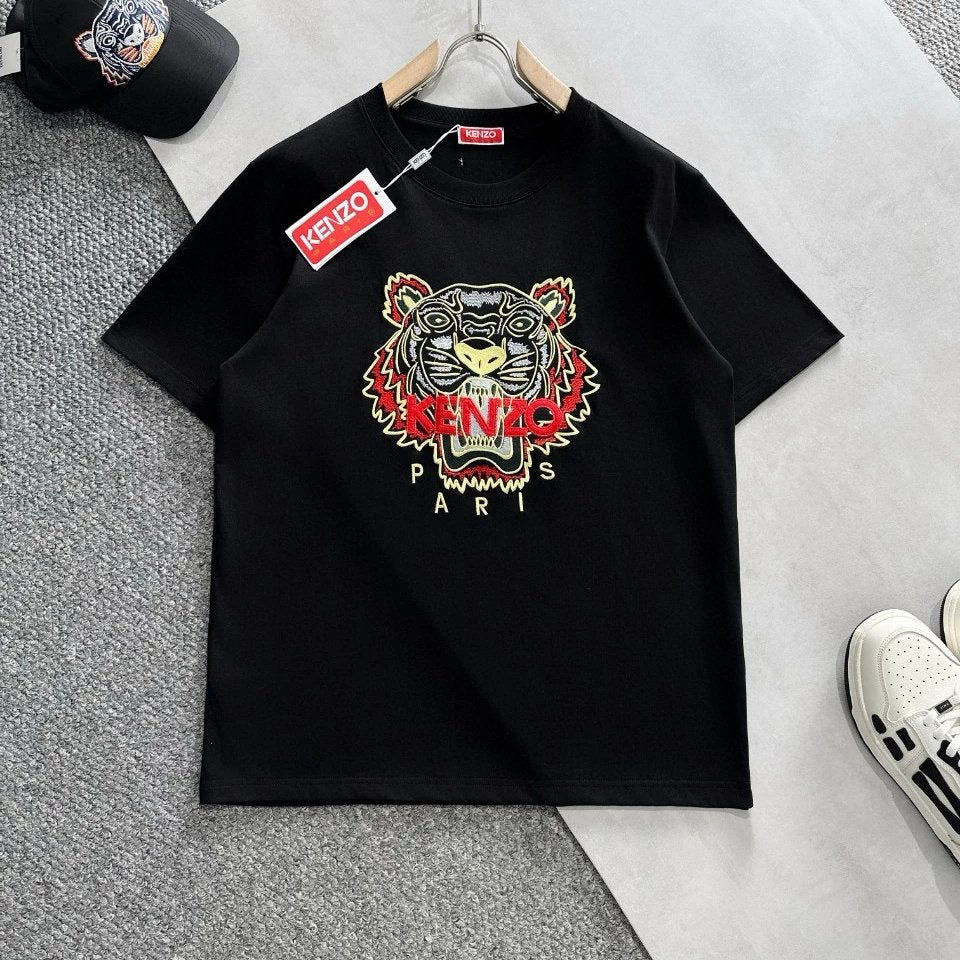 Kenzo T-shirt Top Version Tiger Head Embroidery Counter Same Style Pure Cotton Summer Men and Women Same Style Fashion Loose All-Matching2024New Short Sleeve T T-shirt