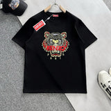 Kenzo T-shirt Top Version Tiger Head Embroidery Counter Same Style Pure Cotton Summer Men and Women Same Style Fashion Loose All-Matching2024New Short Sleeve T T-shirt