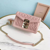 Miu Miu Bag Top version 【Original Quality】New product import Matelasse Pleated Lambskin Shoulder Bag Crossbody Women's Bag5BH099