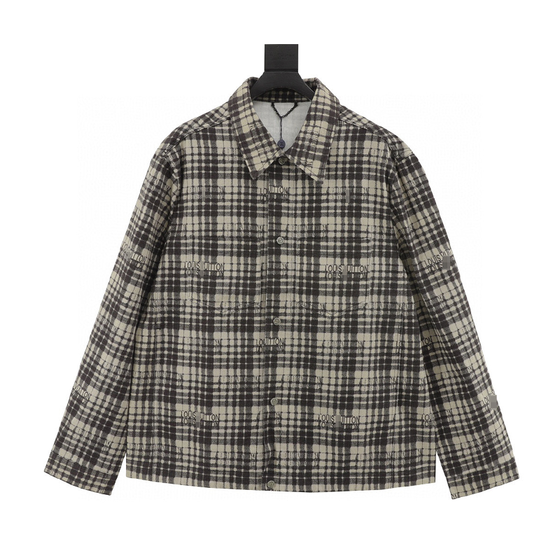 Louis Vuitton LV Shirt Autumn and Winter New Plaid Denim Long Sleeve Shirt Coat Same Style for Men and Women