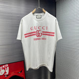 Gucci T-shirt Classic Chest Print logo round Neck Short Sleeve25ss New Pure Cotton Unisex Style T Casual T-Shirt Base Layer Shirt OS Loose Fit Half Sleeve Top Plus Size