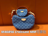 Louis Vuitton LV Women's Bag Top version New【Premium Version】M46828CroissantMM Kosong Bag2024Early Spring Series Can Song Bag Shoulder Bag Messenger Bag Handbag Hand Bag Pea Bag，Two-Piece Set Pea Bag Arc Bag Underarm Bag Shoulder Bag Mini Purse Denim Deni
