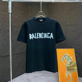 Balenciaga T-shirt Chest Patch Letter Print logo round Neck Short Sleeve25ss New pure cotton T Unisex T-Shirt OS Drop Shoulder Loose Fit Base Shirt Top T-Shirt Short Sleeve