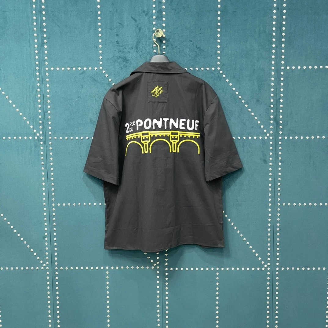 Louis Vuitton LV Shirt Back New Bridge Seine Embroidery logo Shijia Turn-down Collar Short Sleeve Shirt Unisex Versatile Business Casual Slim Fit Jacket