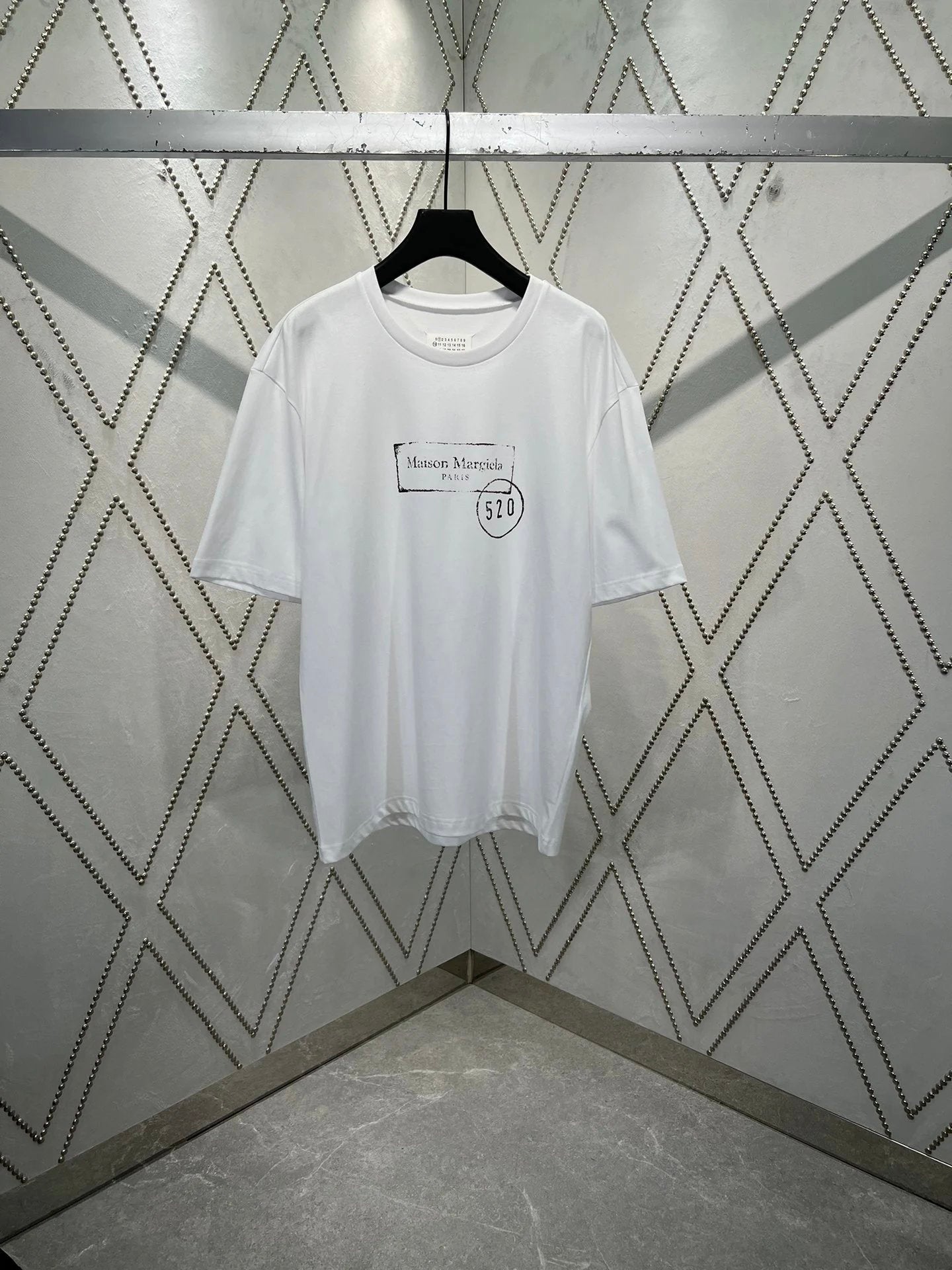 Maison Margiela T-shirt Chest Letter Print logo round Neck Short Sleeve520Limit25ss New Pure Cotton Unisex Style T Casual T-Shirt Base Layer Shirt OS Loose Fit Half Sleeve Top Plus Size