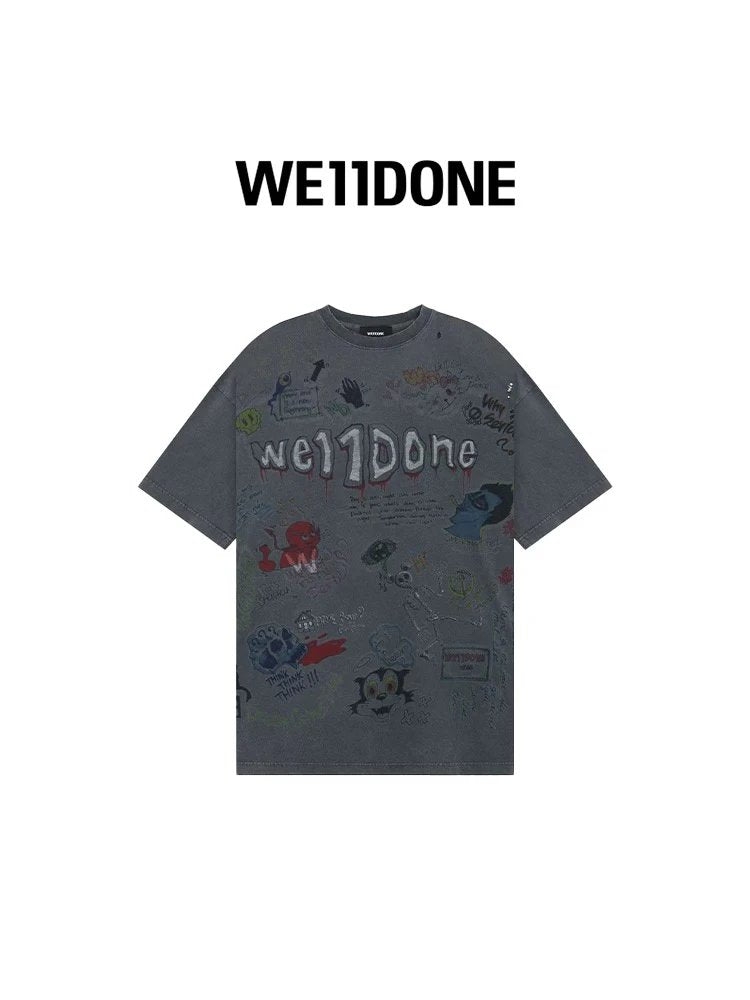 We11done T-shirt Top Version for Men and Women24Early Spring Graffiti Short Sleeve T T-shirt