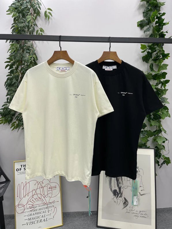 OFF-White T-shirt Top Version Counter Same Style Cotton Short Sleeve T T-shirt Men's and Women's Loose Summer Base Casual Half Sleeve