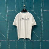 Celine T-shirt Front Chest Letter Patch Rivet logo round Neck Short Sleeve25ss New pure cotton T Unisex T-Shirt OS Drop Shoulder Loose Fit Base Shirt Top T-Shirt Short Sleeve