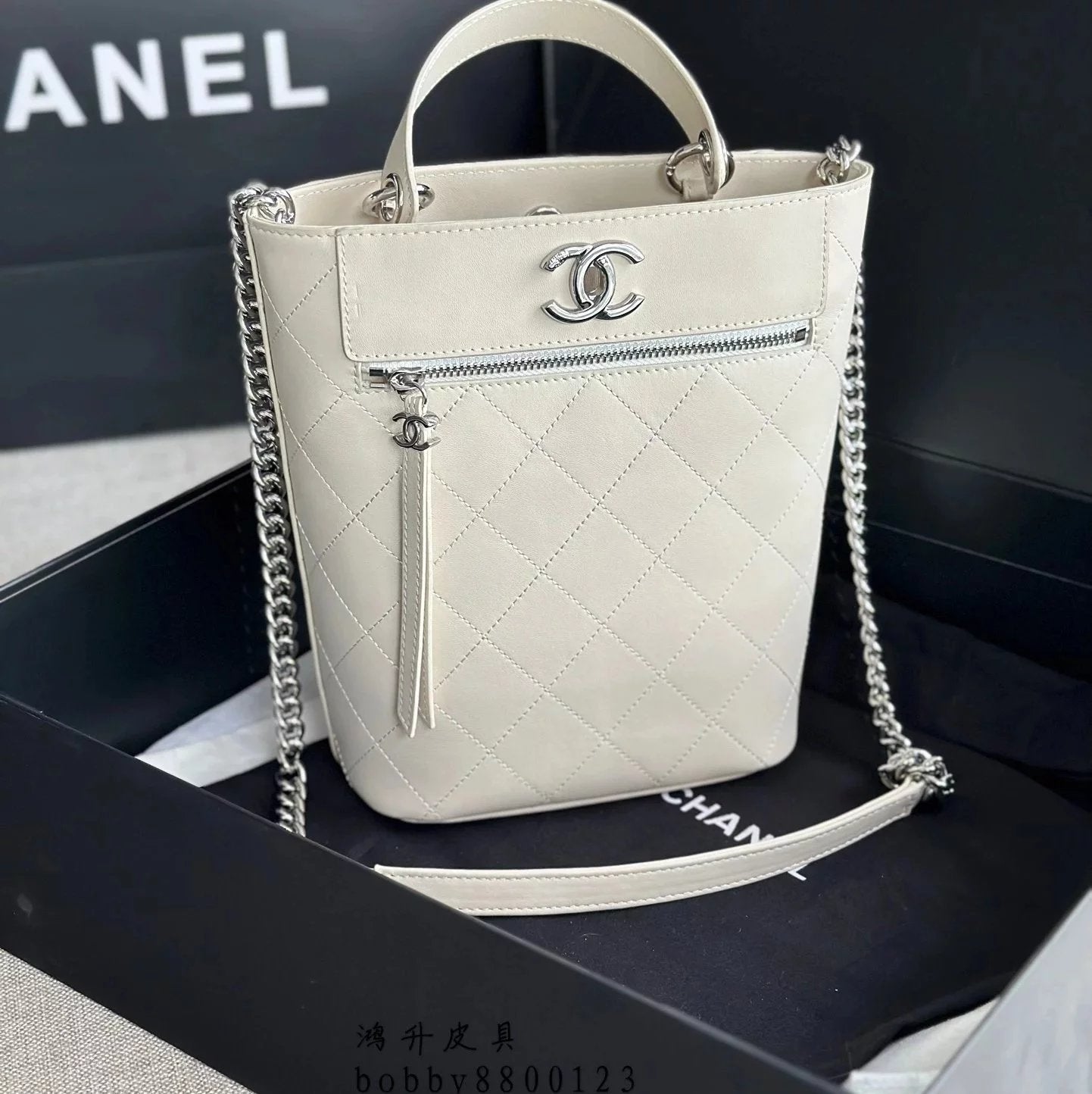 Chanel Women's Bag Top version 【Bag**Version】Home23S New Bucket Bag Portable Shopping Bag，Cowhide Series the Most Perfect Bucket Bag，Simple and Generous，Fashion Style，Super Large Capacity，Diamond Chain Shoulder Messenger Bag，Italy Cowhide Wear-Resistant D