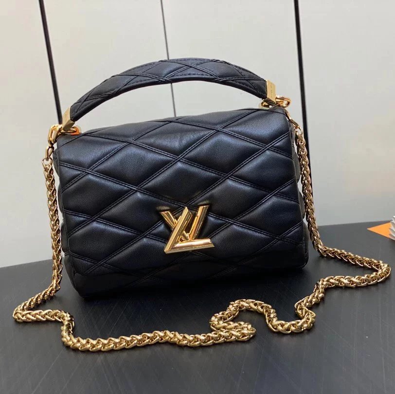 Louis Vuitton LV Women's Bag Top version New Full Leather Diamond Chain Bag Series GO-14Teist Medium Handbag Messenger Bag Shoulder Bag M22891.M22890