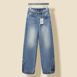 Balenciaga Jeans Yang Mi Style Denim Straight Long Pants Women Versatile Casual