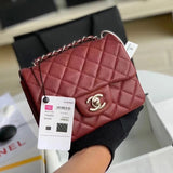 Chanel Women's Bag Top version Original Leather Surrogate Shopping Version New Bag Ch@ne1CF Fat Fang1115mini17cm Caviar Ball Grain Cowhide CF Sheepskin Mini Small Sized Flap Bag Shoulder Crossbody Chain Bag Lambskin Original Leather