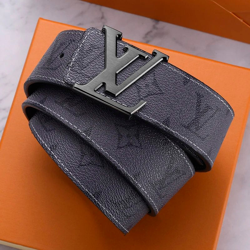 Louis Vuitton LV Belt Belt Men's Light Luxury Cowhide Pant Belt Big Brand High-Grade Fine Steel Letter Buckle Business Casual All-Match Genuine Leather Belt