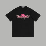 Balenciaga T-shirt Spring and Summer2025SS Limited Edition Overlapping Pink Letters logo Printed Crew Neck Short Sleeve Pure Cotton Unisex T Shirt Bottoming Shirt OS Loose design b Home T-shirt