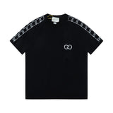 Gucci T-shirt Double Shoulder Jacquard logo round Neck Short Sleeve25ss New pure cotton T Unisex T-Shirt OS Loose Fit Base Shirt Top Half Sleeve T-Shirt