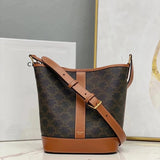Celine women's bag Top version Home TriompheCanvas Arc De Triomphe Series Bucket Bag Vintage Presbyopic Bucket Bag canvas Bucket Bag Shoulder Crossbody Women's Bag Adjustable Shoulder Strap191442192132New Size Mini Version Retro Patterns100433