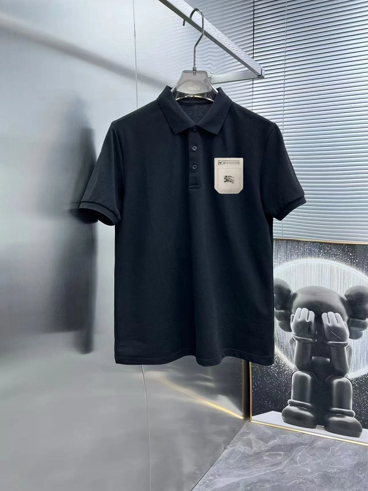 Burberry T-shirt Pocket logo Labeling POLO Short Sleeve Turn-down Collar Shirt Unisex Summer Loose Fit T Business Commuter Short Sleeve Shirt Plus Size