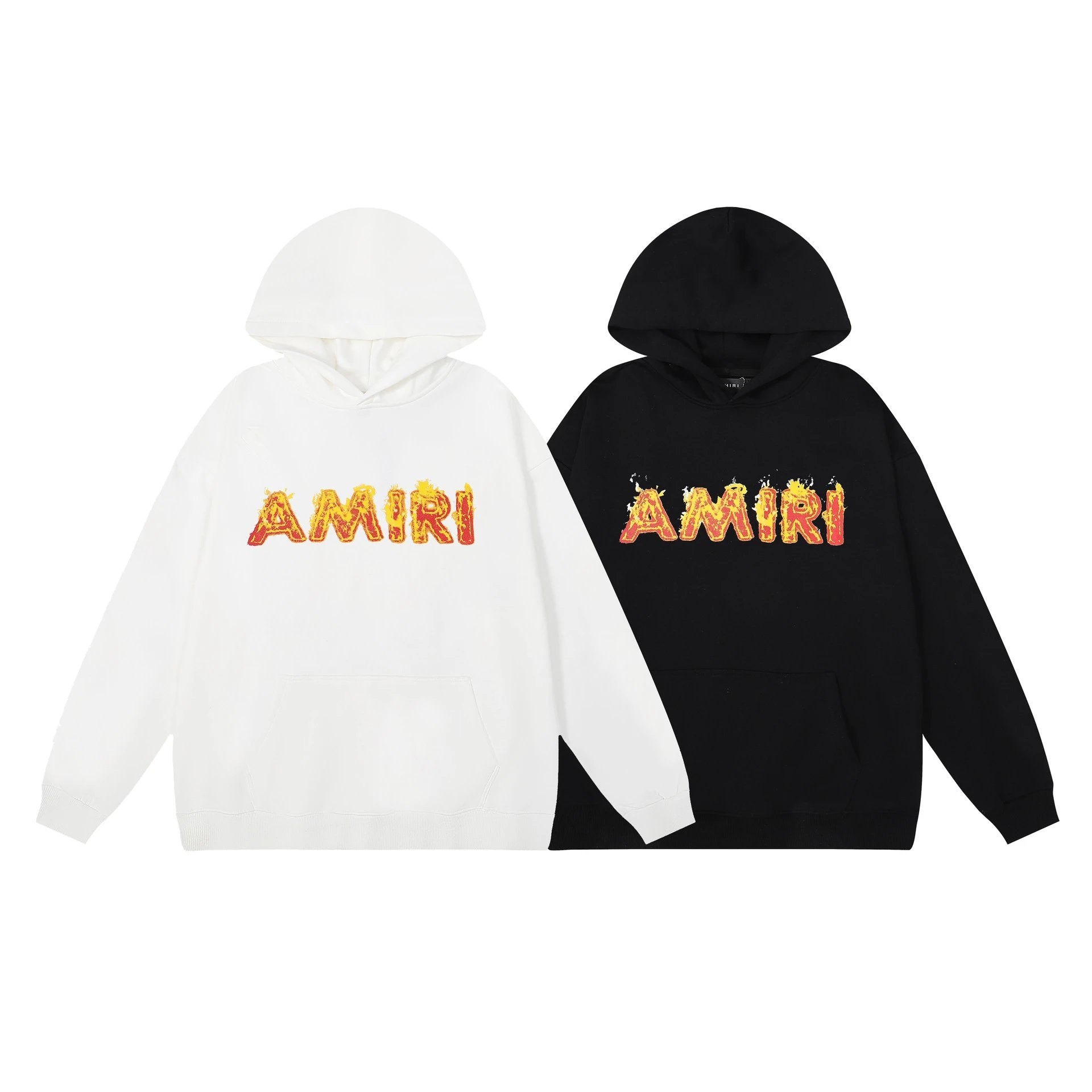 Amiri Hoodie 2024Autumn and Winter New Flame Letter Print Pullover Hooded Sweater for Men and Women