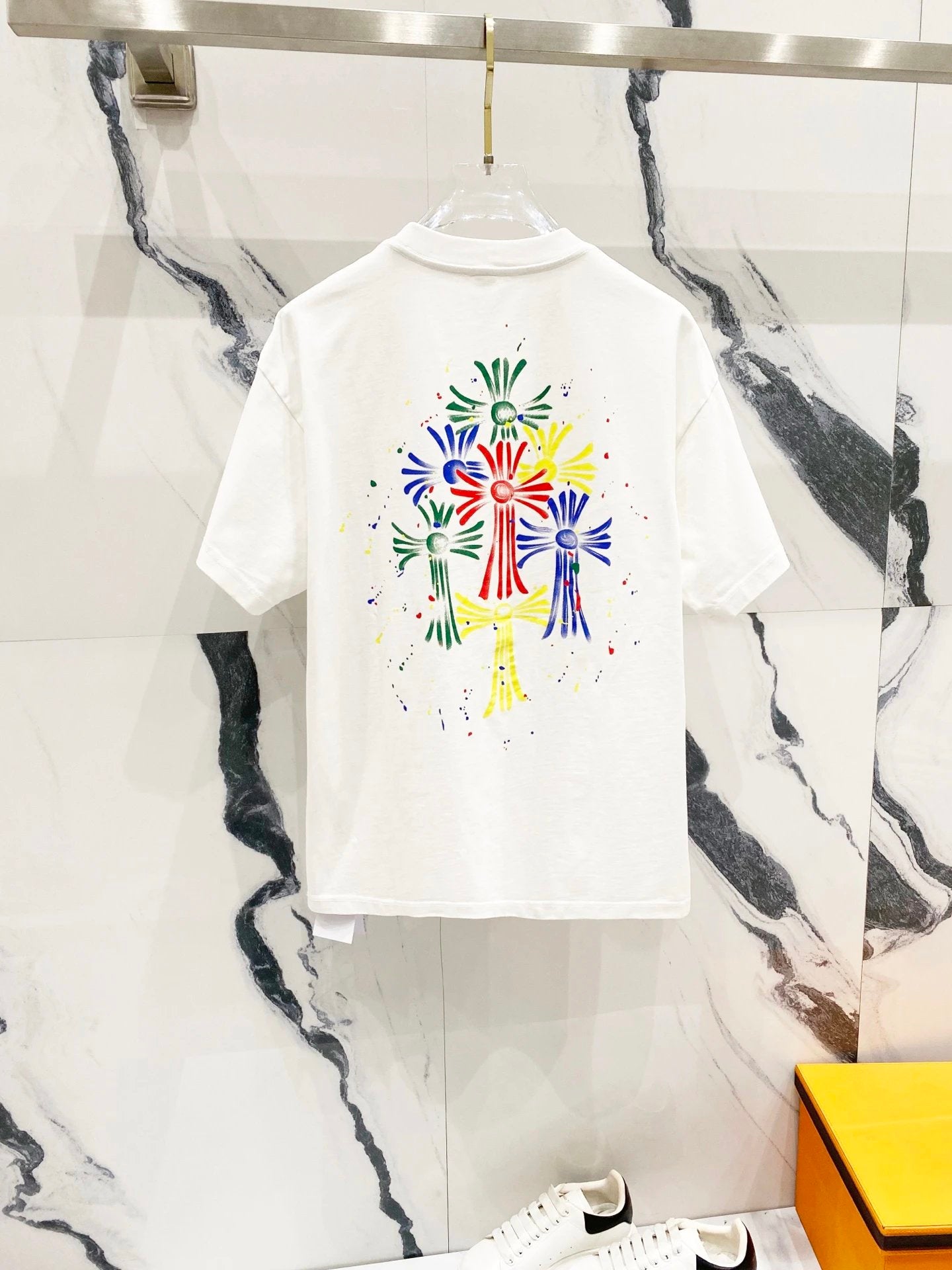 Chrome Hearts T-shirt Colorful Print logo round Neck Short Sleeve25ss New Pure Cotton Unisex Style T T-shirt OS Loose Fit Base Shirt Top Half Sleeve T-Shirt