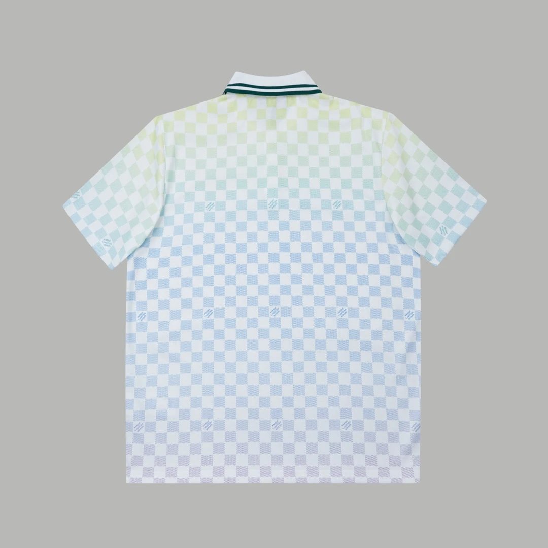 Louis Vuitton LV T-shirt Allover Checkerboard Jacquard logoPOLO Shirt Lapel Short Sleeve25ss New Unisex Summer Short Sleeve OS Loose T Business Half Sleeve Shirt Plus Size T-Shirt