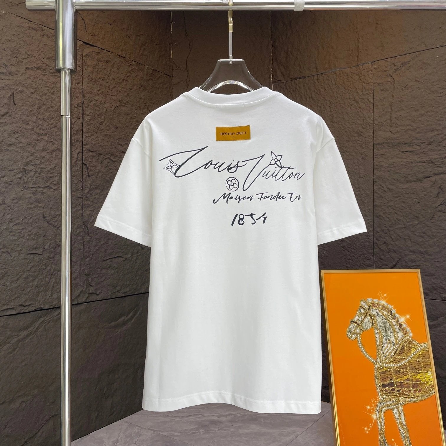 Louis Vuitton LV T-shirt Back Letter Pattern Print logo round Neck Short Sleeve25ss New Pure Cotton Unisex Style T T-shirt OS Loose Fit Base Shirt Half Sleeve T-Shirt Top Half Sleeve