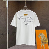Louis Vuitton LV T-shirt Back Letter Pattern Print logo round Neck Short Sleeve25ss New Pure Cotton Unisex Style T T-shirt OS Loose Fit Base Shirt Half Sleeve T-Shirt Top Half Sleeve