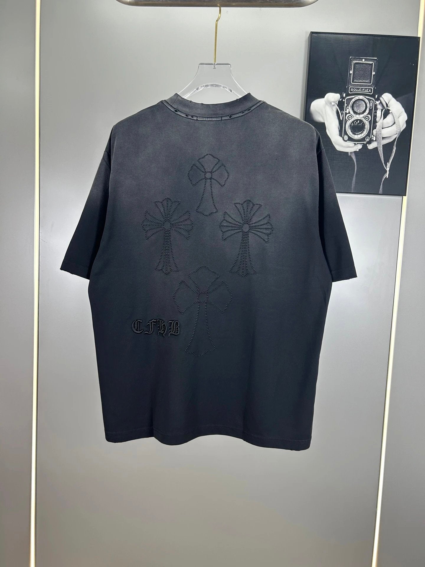 Chrome Hearts T-shirt logo round Neck Short Sleeve25ss New Pure Cotton Unisex Style T Casual T-Shirt Base Layer Shirt OS Loose Fit Half Sleeve Top Plus Size