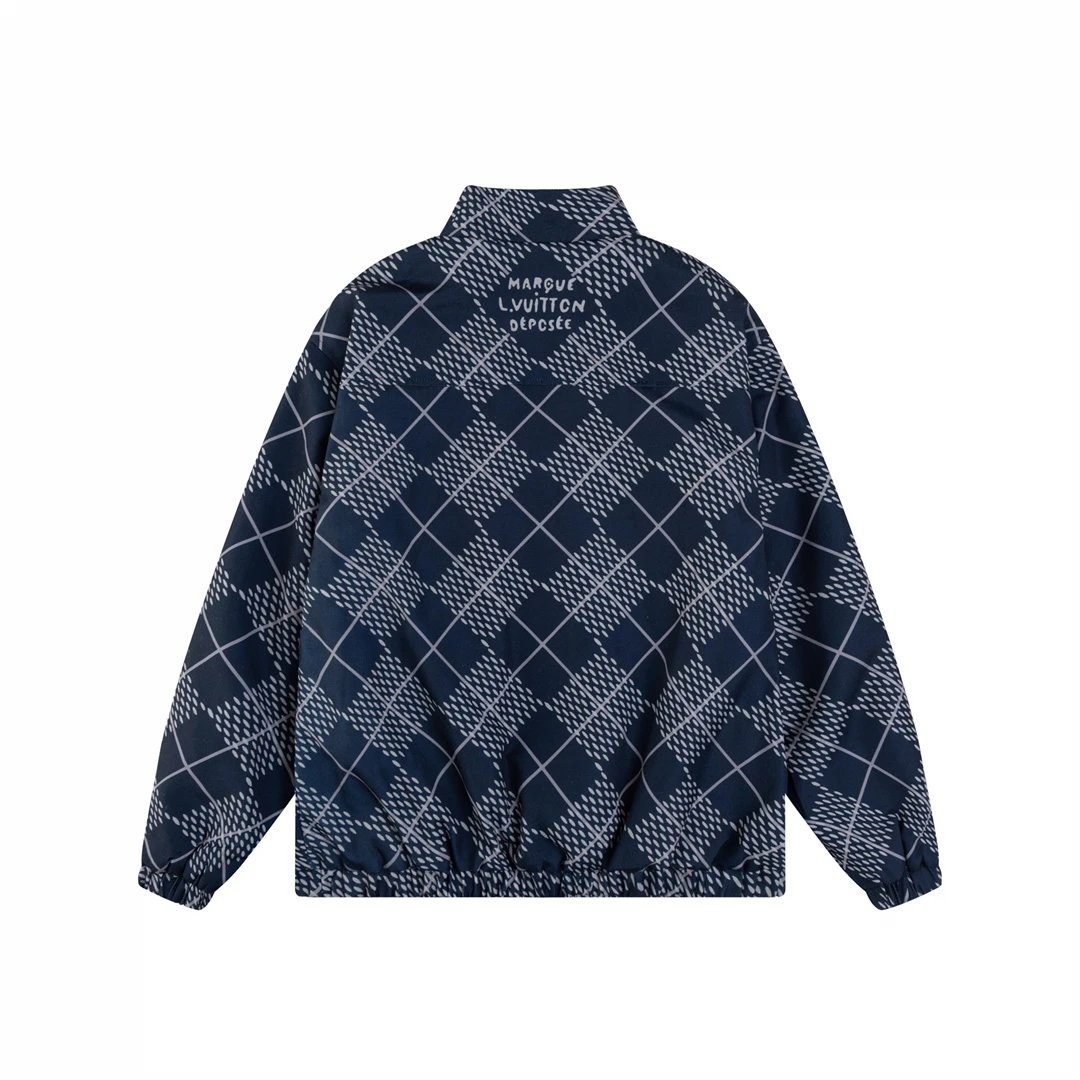 Louis Vuitton LV Jackets Dog Series Lamb Wool Jacket Damierargyle Diamond Plaid Pattern Cotton Jacket Unisex Winter Warm Sports Casual Loose Fit Versatile Coat