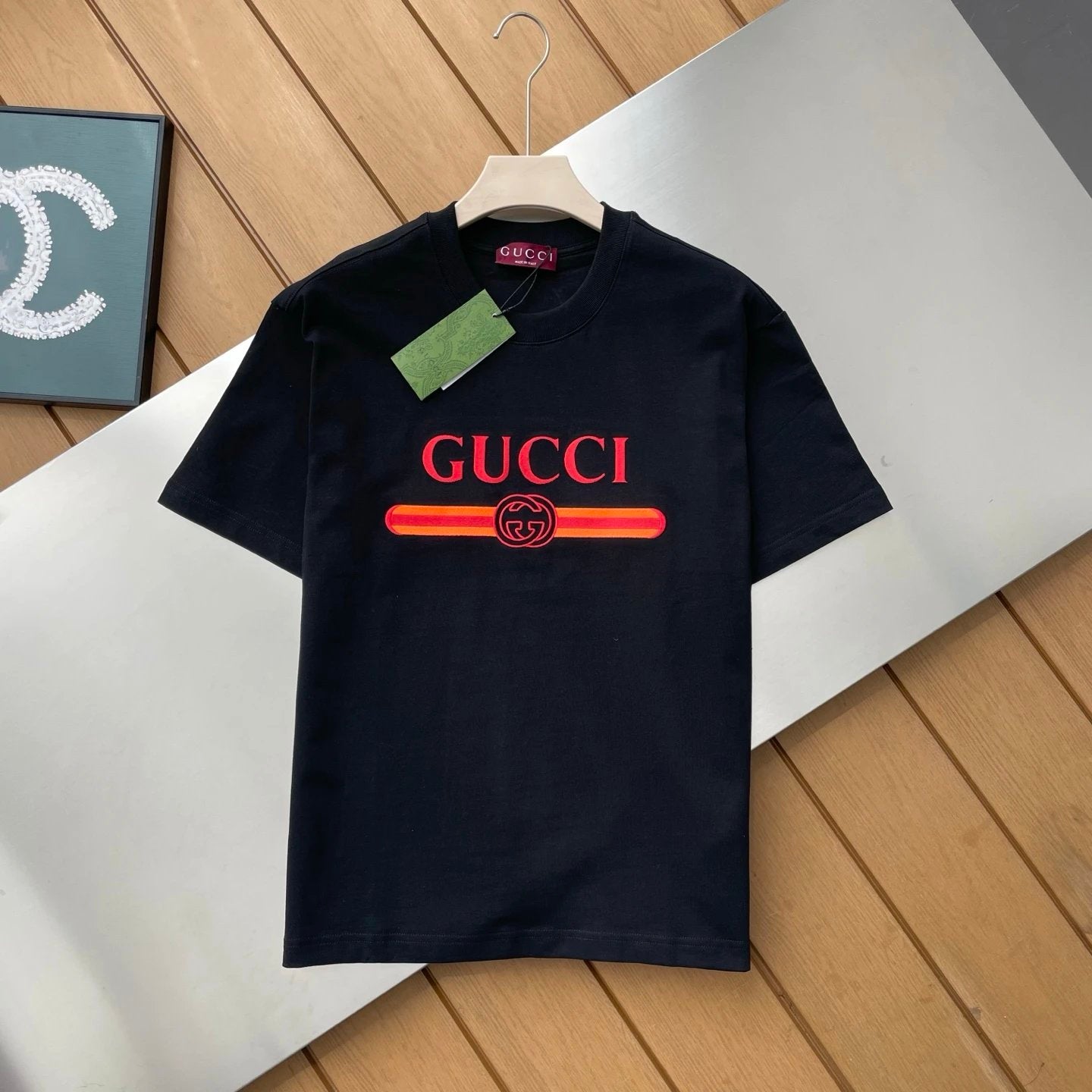 Gucci T-shirt Double-breasted G Alphabet Color Block Embroidery logo round Neck Short Sleeve25ss New pure cotton T Unisex T-Shirt OS Loose Fit Base Shirt Top Half Sleeve T-Shirt