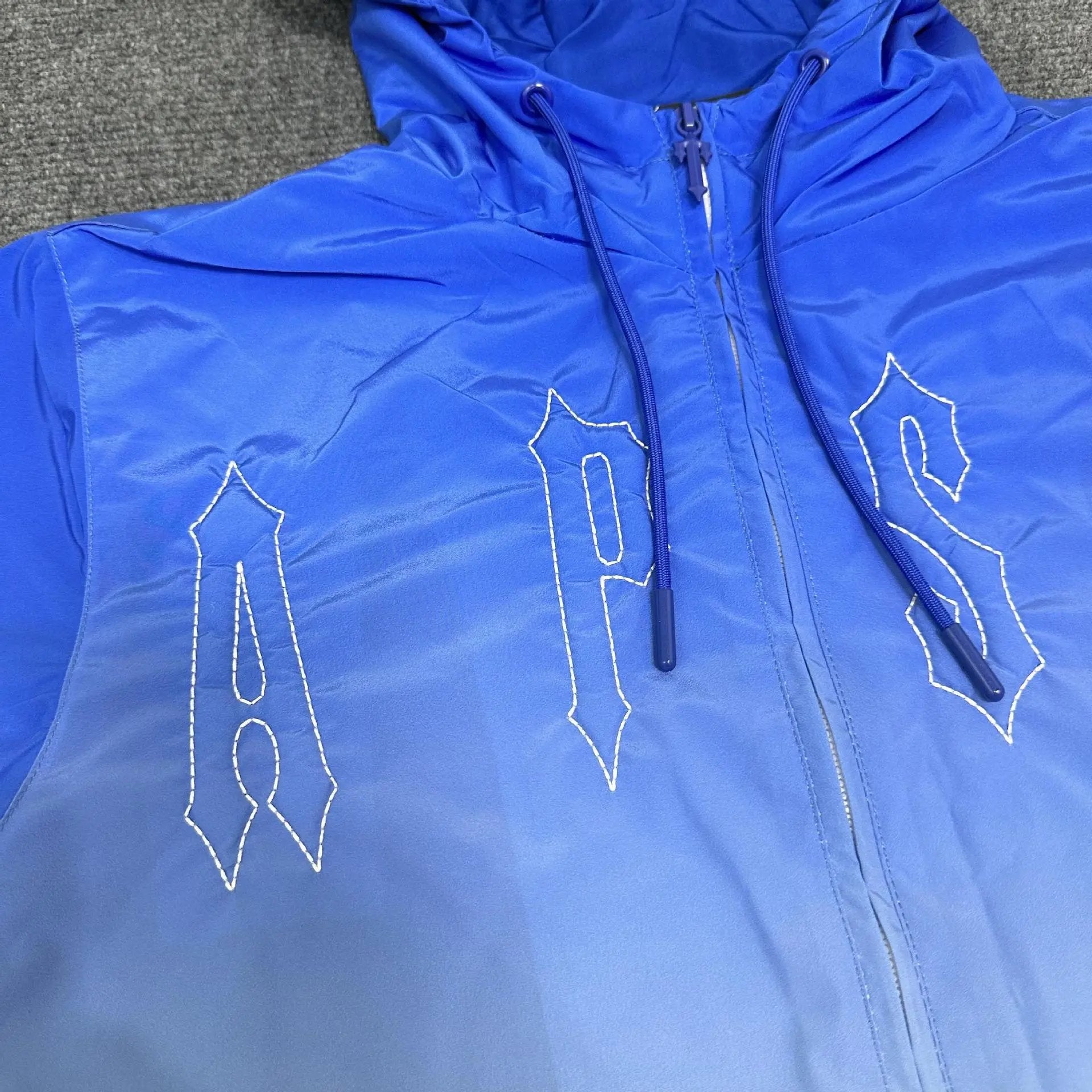 Trapstar jackets Blue Gradient Hooded High Street Fashion Brand New Jacket Trench Coat Shell Jacket Couple Coat