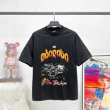 Balenciaga T-shirt Georgia City Night Scene Direct Print Washed Vintage logo round Neck Short Sleeve25ss New Pure Cotton Unisex Style T T-shirt OS Loose Fit Base Shirt Top Half Sleeve T-Shirt