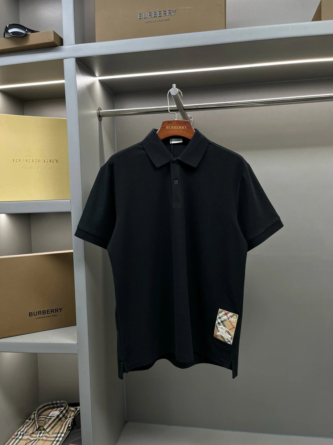 Burberry T-shirt Front Plaid Embroidery logo Label POLO Shirt Lapel Short Sleeve25ss New Unisex Summer Short Sleeve OS Loose T Business Half Sleeve Shirt Plus Size T-Shirt