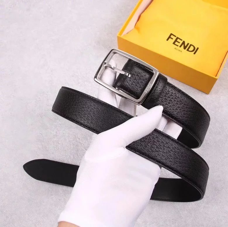 FENDI Belt Top version Belt Men's and Women's Belt Italy Imported Cowhide Leather Pure Original Leather Men's Belt Smooth Buckle Man's Belt Gucci Feila Belt3.5cm Wide