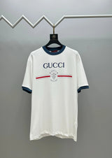 Gucci T-shirt Chest Letter Pattern Print logo round Neck Short Sleeve25ss New pure cotton T Unisex T-Shirt OS Drop Shoulder Loose Fit Base Shirt Top T-Shirt Short Sleeve