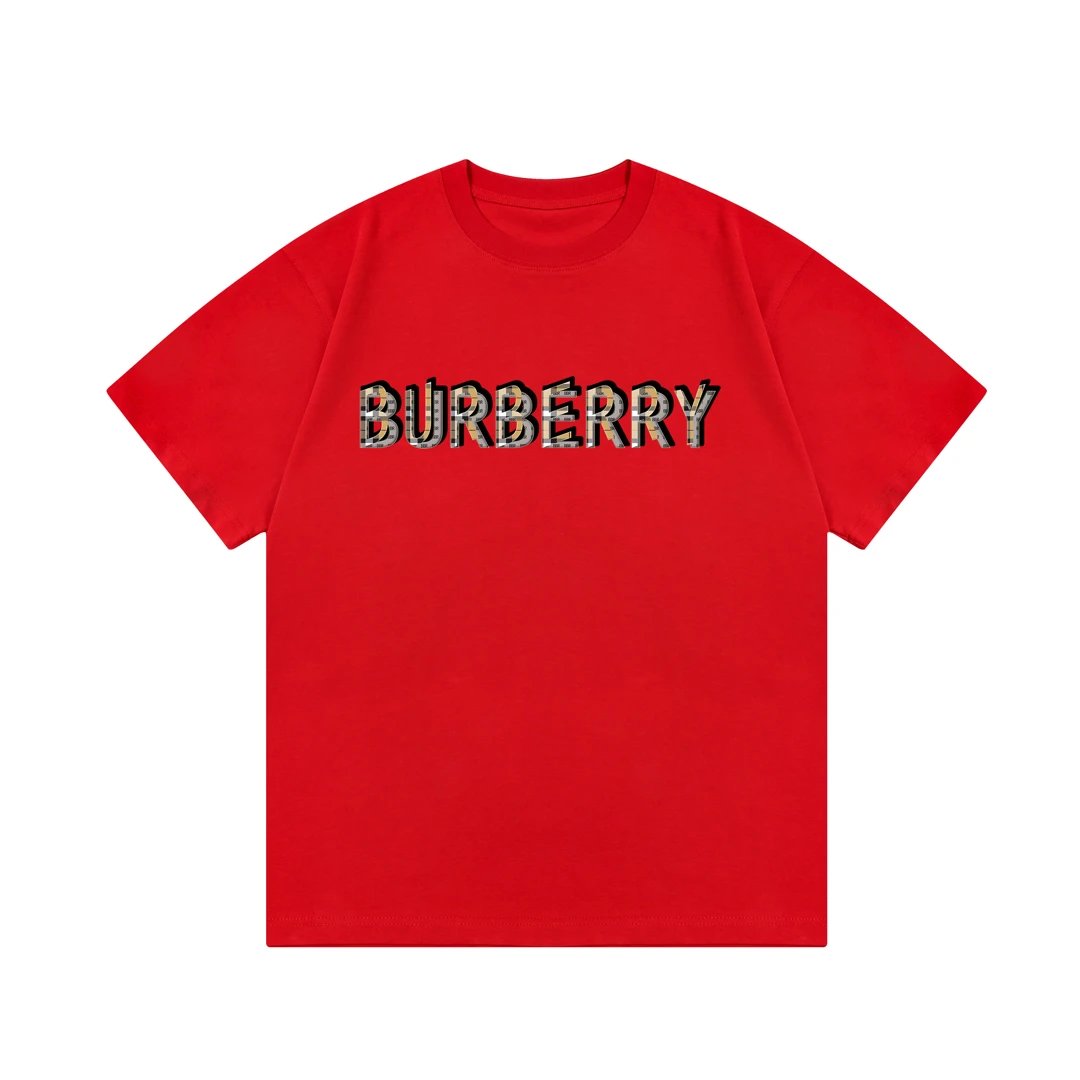 Burberry T-shirt Chest Plaid Letter Print Logo Logo Crew Neck Short Sleeve25ss New pure cotton T Unisex T-Shirt OS Loose Fit Base Shirt Top Half Sleeve T-Shirt