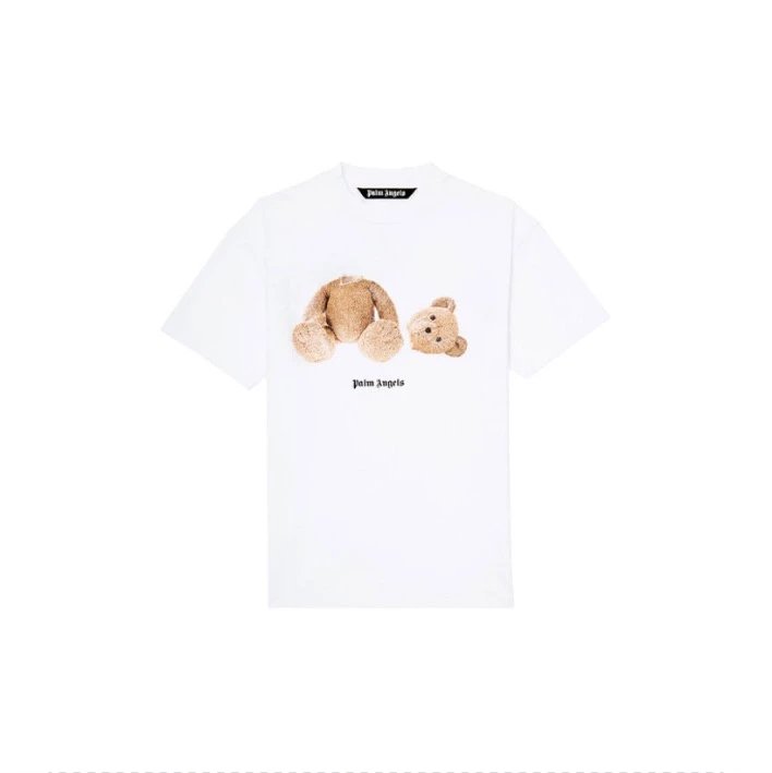 Palm Angels T-shirt Top Version Couple's Black Cotton Broken Bear Printed Loose T T-shirt Short Sleeve