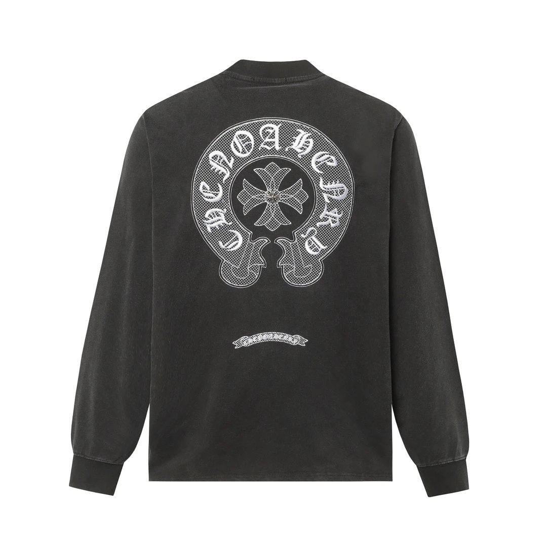 Chrome Hearts Hoodie Heavy Embroidered Sanskrit Horse Hoof Round Neck Sweatshirt Long Sleeve Base Shirt Jacket Top Fashion Unisex Sports Casual OS Loose Fit Versatile New Autumn Winter Collection